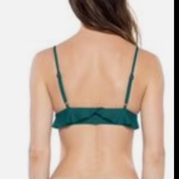 BECCA Socialite Ruffle string bikini top in fern M - Picture 2 of 12